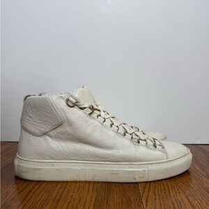 Balenciaga Arena High 41 White Crinkled Leather Made In Italy
